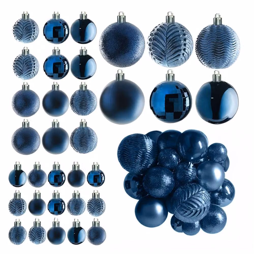 Neo Set of 36 Round Blue Christmas Tree Bauble Ornaments – 3