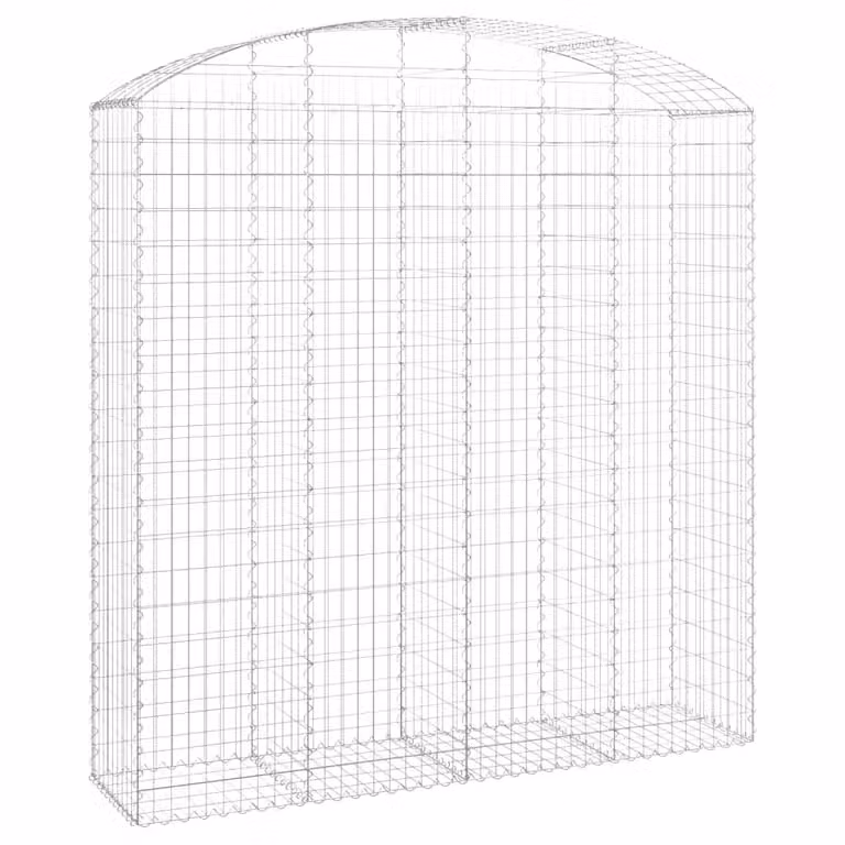 Berkfield Home Arched Gabion Basket in Silver Galvanised Steel, W/D/H: 200 x 50 x 200/220 cm