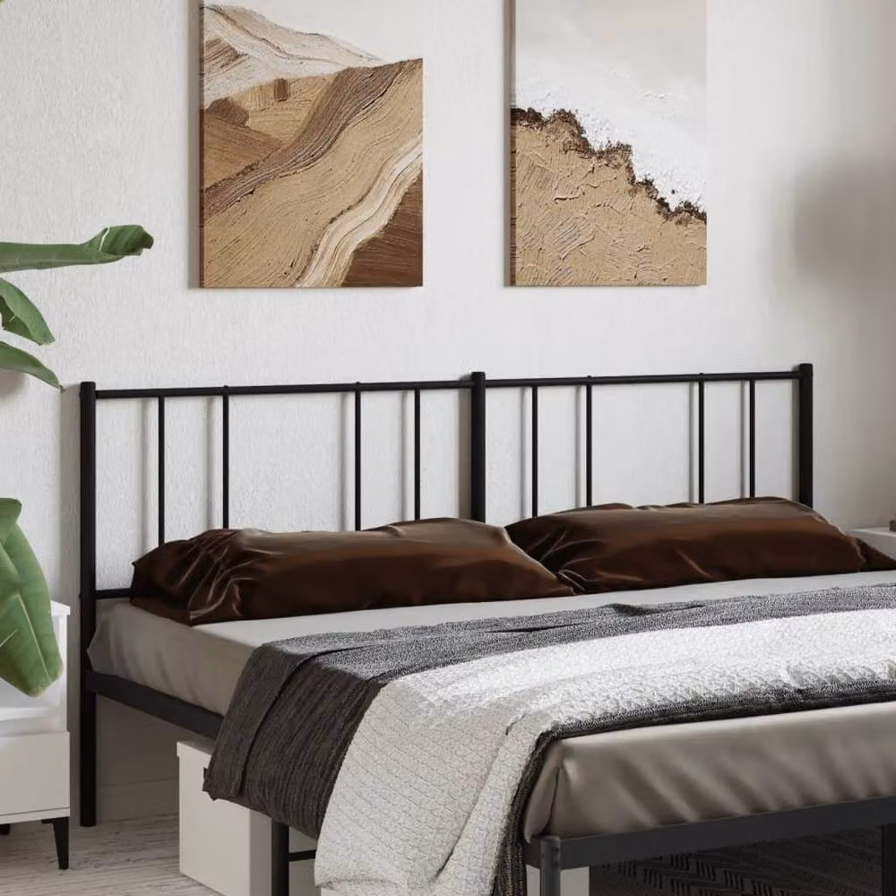 Berkfield Home Classic Metal Headboard in Matt Black, 200 cm – 2