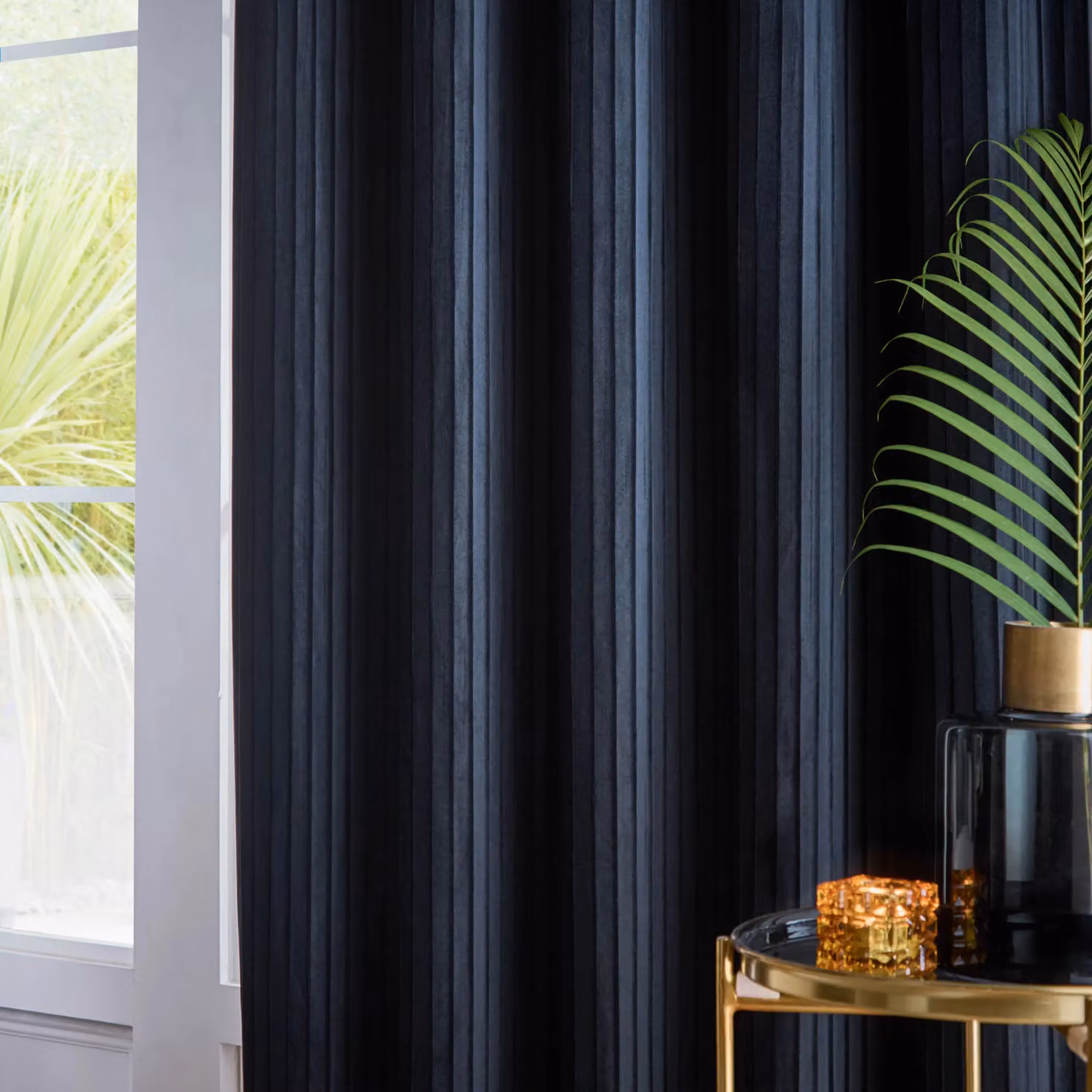 Paoletti Corinthian Velvet Room Darkening Eyelet Curtains, Blue, Width: 168 cm, Drop: 137 cm – 3