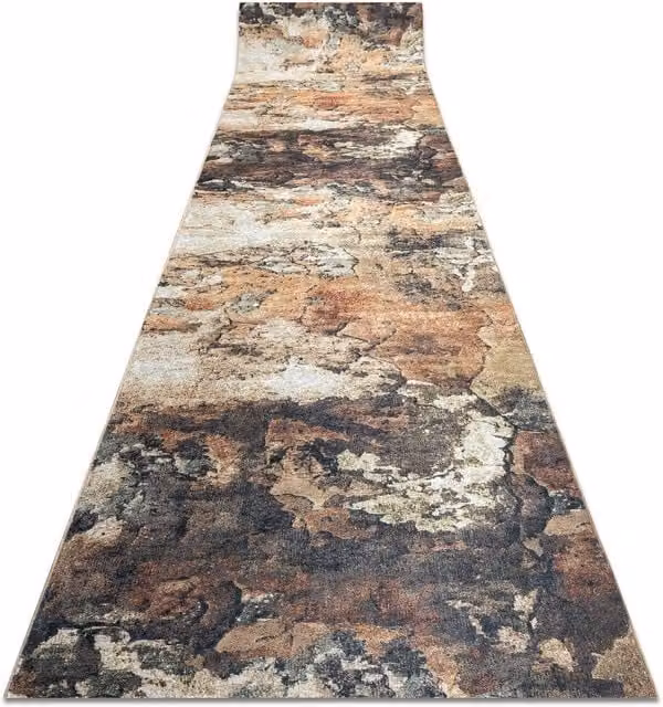 RugsX Lotus Anti-Slip Abstract Runner Rug in Beige and Multicolour, W: 120 cm, L: 160 cm – 1