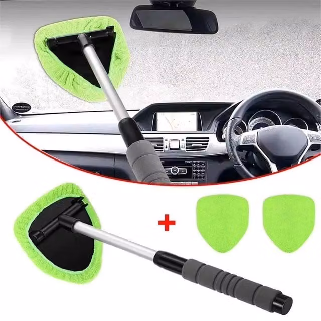 VOGREX Extendable Car Window Glass Cleaner and Windshield Wiper Brush Set in Green