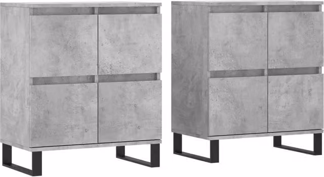 Berkfield Home Set of 2 Classic Sideboards in Concrete Grey Matt MDF – 1