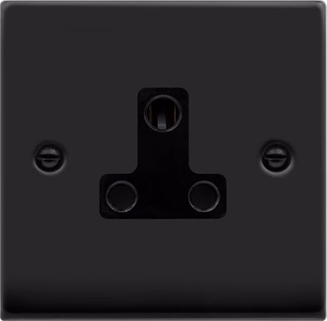 SE HOME Matt Black 1 Gang 5A Round Pin Flush Socket Plate