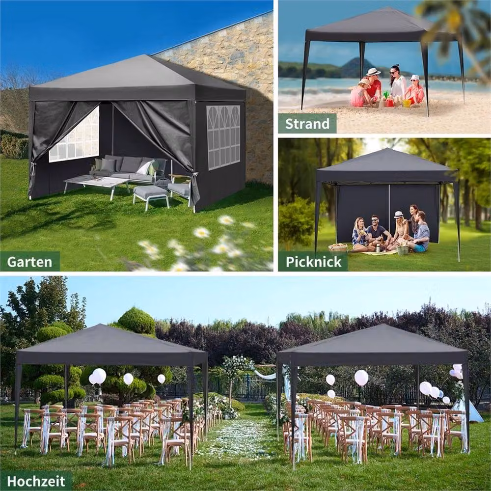 SPETLEK Waterproof Pop Up Garden Tent, Grey, 3 x 3 m – 3