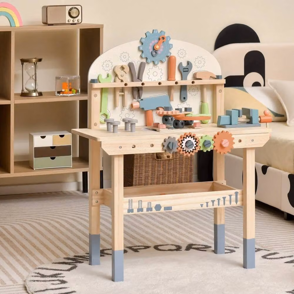 Costway Large Wooden Play Tool Workbench with Multicolour Tool Set – 2