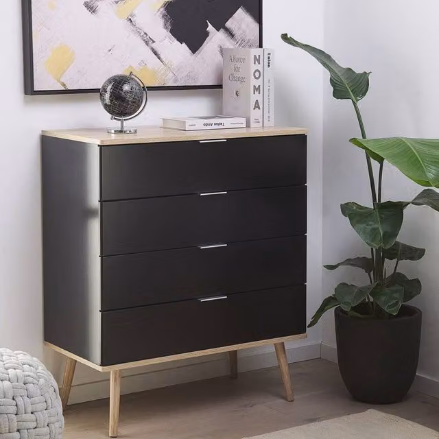 Wyld and Coco 4-Drawer Chest Black H 93 cm x W 79 cm – 1