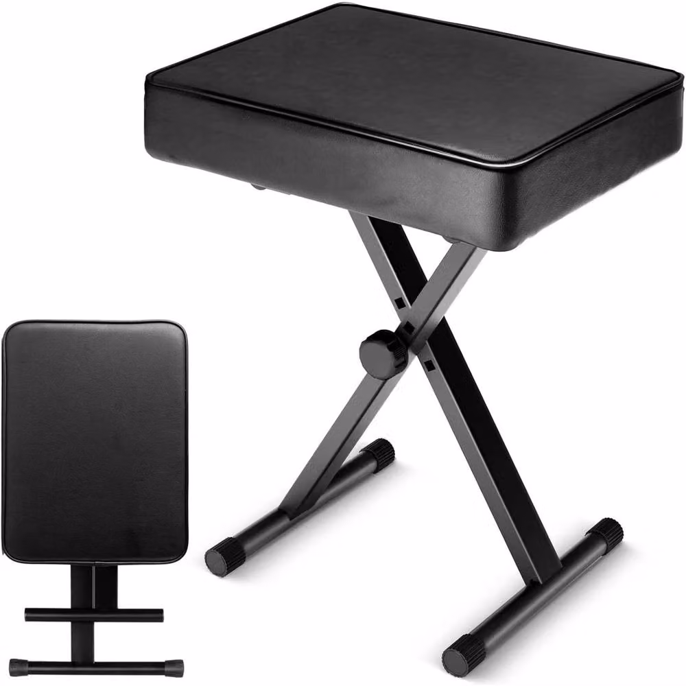VOGREX X-Style Adjustable Folding Piano Keyboard Stool in Black – 4