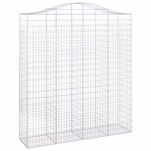 vidaXL Set of 7 Arched Gabion Baskets in Silver Galvanised Steel, W: 200 cm, D: 50 cm, H: 220/240 cm – 1