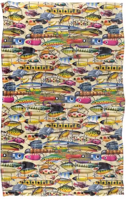 JQ Licensing Fishing Lures Pattern 2 Super Soft Silky Touch Fleece Throw Blanket, Multicolour, W: 91 cm, D: 147 cm – 5