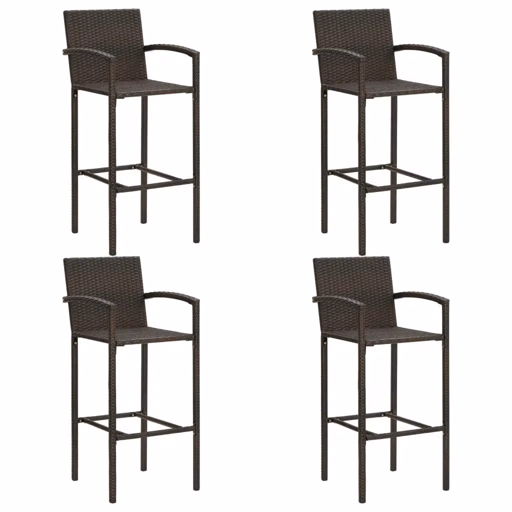 Berkfield Home 5 Piece Outdoor Bar Set with Armrests in Brown Poly Rattan – 3