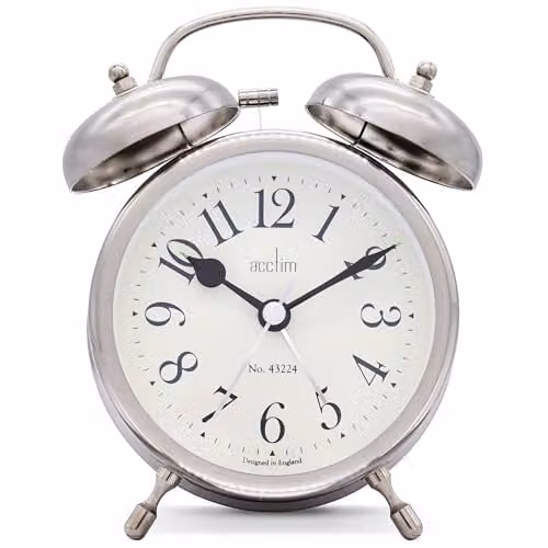 Acctim Pembridge Antique Brass Analogue Quartz Alarm Clock with Backlight and Metal Bell