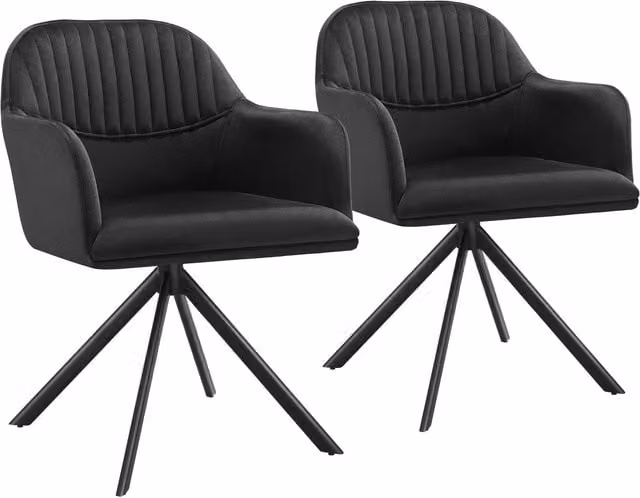 tectake Set of 2 Lona Armchairs in Black – 10