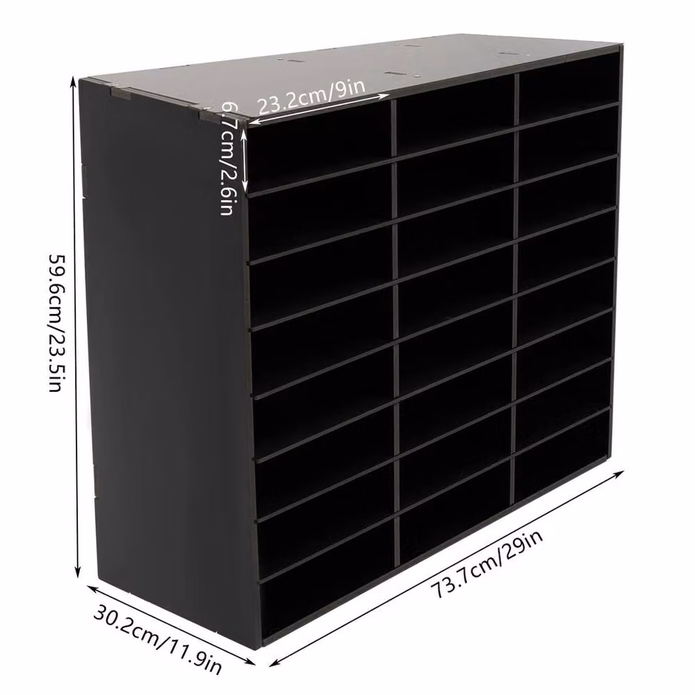 Ventryn 24 Compartment Literature Organizer and Office Mailbox File Sorter in Black Plastic – 2