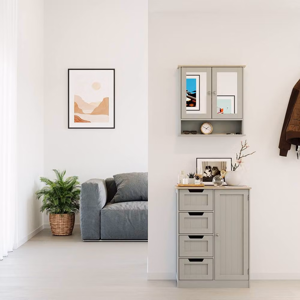 HD Designs Priano Grey 4 Drawer and 1 Door Freestanding Bathroom Storage Unit – 3