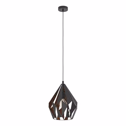 Eglo Vintage Suspended Metal Pendant Light in Black and Copper – 1