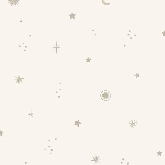 Grandeco Dudley Night Sky Stars Nursery Textured Wallpaper in White and Grey