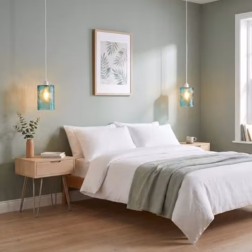 Happy Homewares Blue Cylinder Glass Pendant Light Shade with Modern Design, W/D/H: 20 x 14 x 14 cm – 2