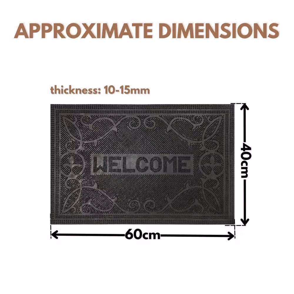Marco Paul Heavy Duty Black Rubber Welcome Mat, W: 60 cm, D: 40 cm – 2