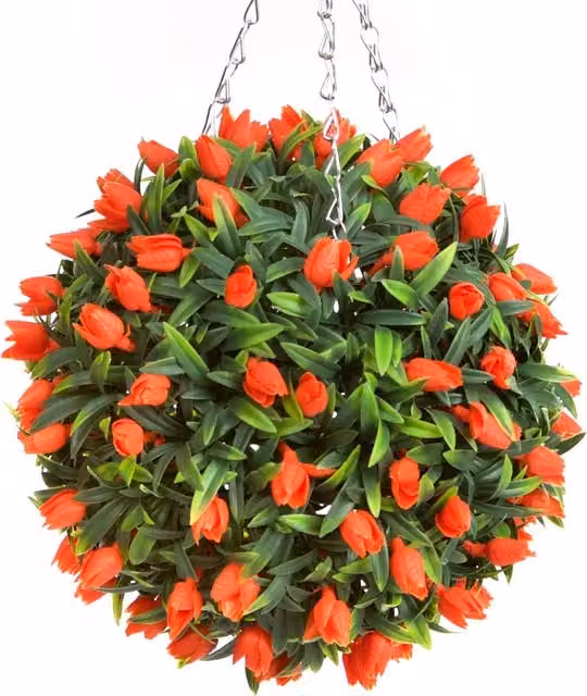 Best Artificial Orange Tulip Hanging Basket Topiary Ball, Diameter: 28 cm