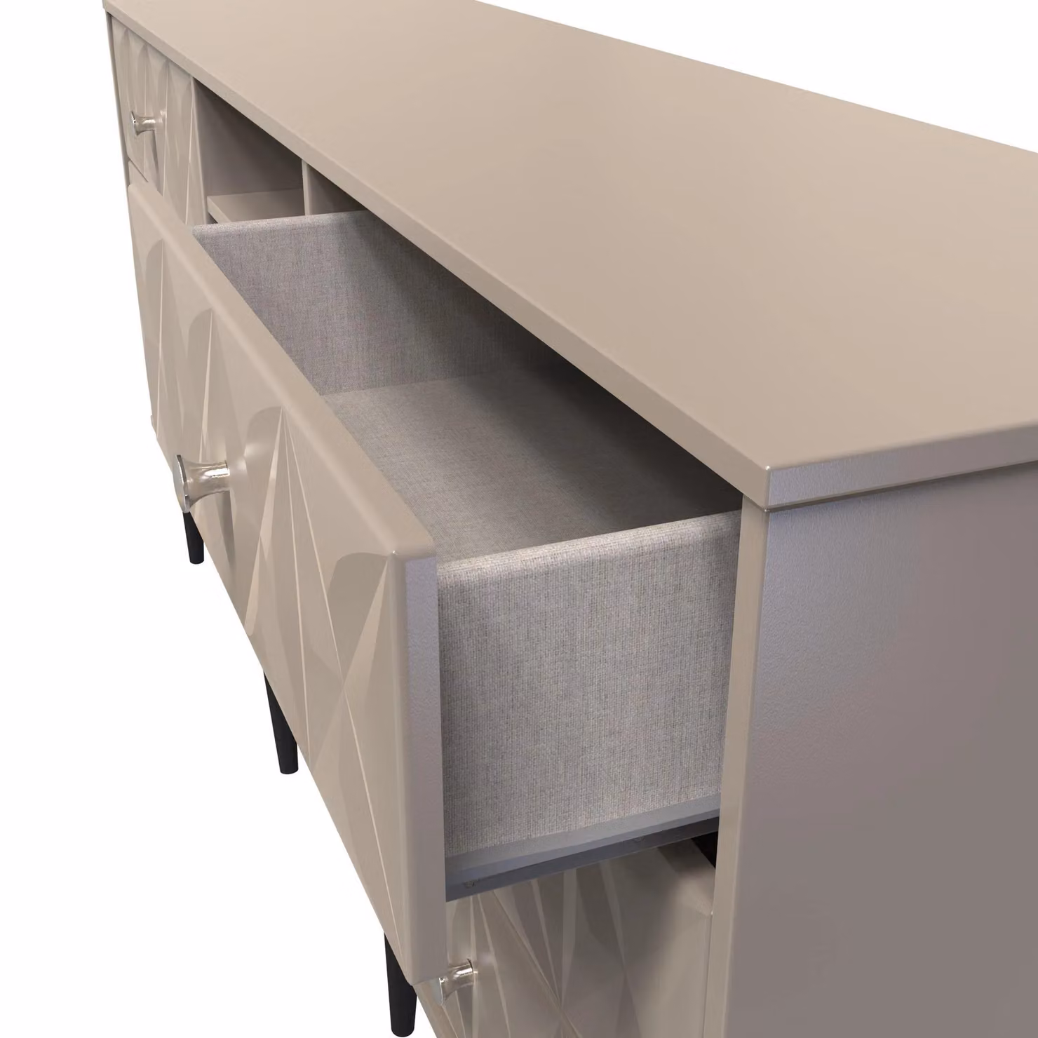 2 U Toledo 6 Drawer Sideboard in Light Brown with Metal Accents and Media Compartments – 3