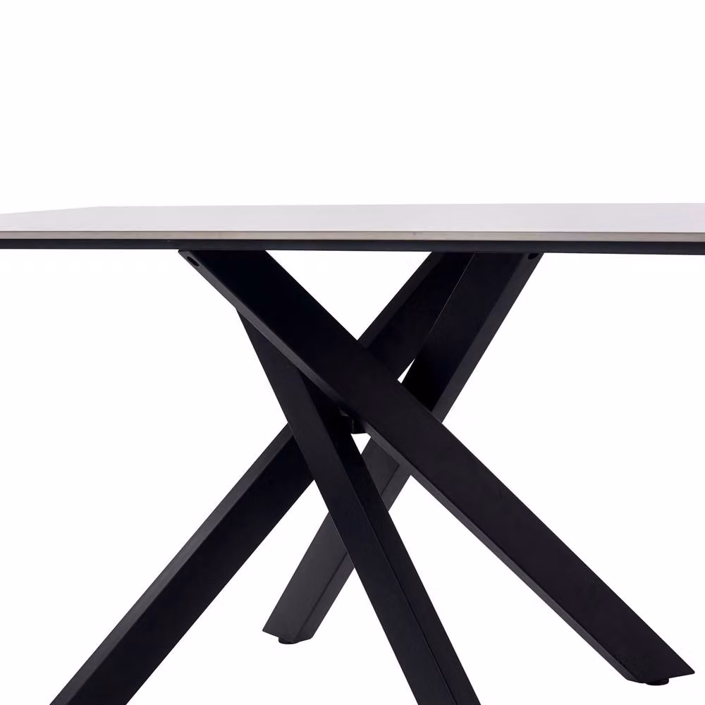 Cheshire Premium Bramwell Modern Rectangular Ceramic Dining Table in White, Black and Multicolour, Width: 160 cm – 3