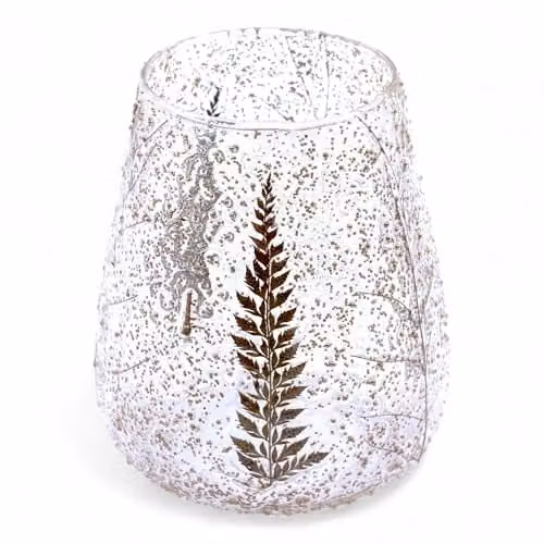 Serenityy Pino Natural Floral Glass Large Bowl Candle Holder in Brown, W/D/H: 15 x 15 x 12 cm