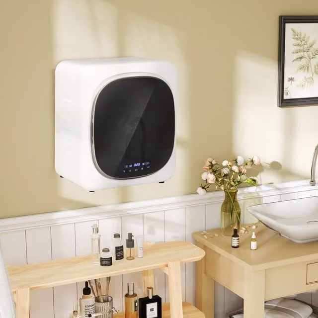 HOMCOM White 4kg Vented Wall Mounted Front Loader Tumble Dryer with Disinfect and Deodorise Smart Mode