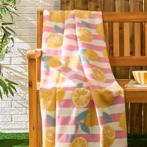 OHS Lemon Stripes Polar Fleece Throw Blanket, Yellow, W/D/H: 120 x 150 cm – 2