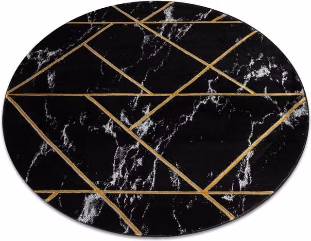 RugsX Emerald Round Rug in Black, Diameter: 160 cm