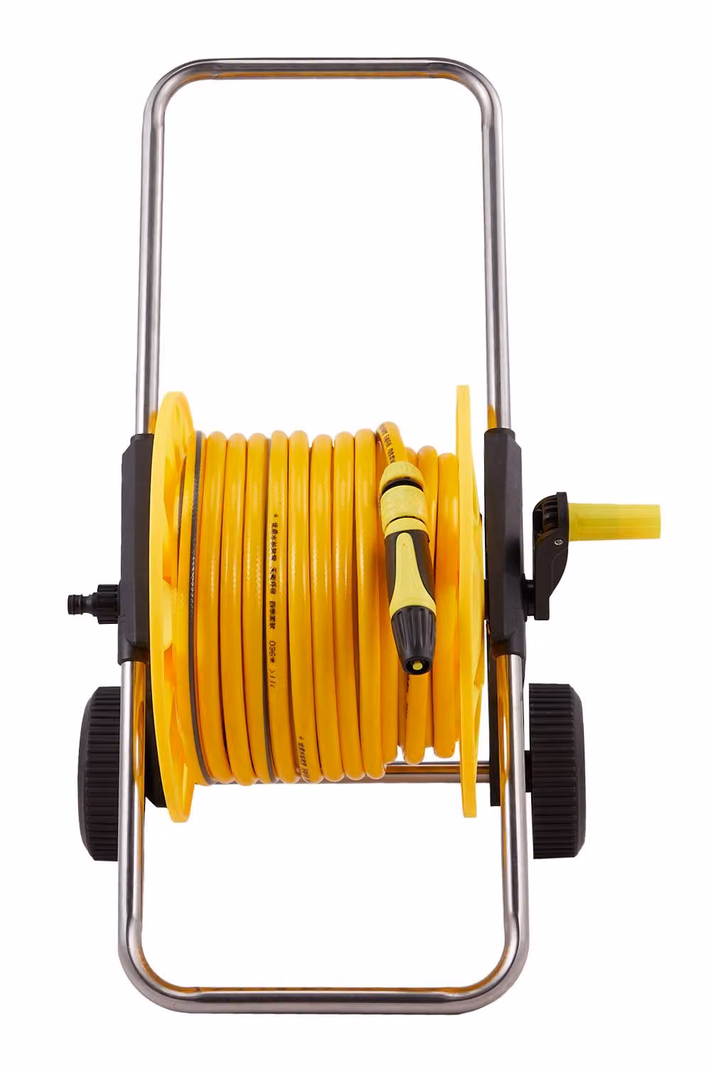 H&O Direct Yellow Garden Hose Reel Cart with Wheels, 40m Capacity – 3