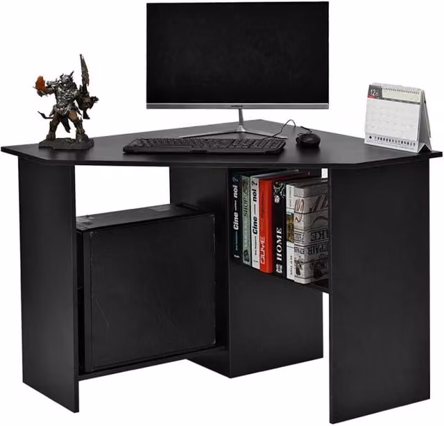 EONLION Modern Black Corner Computer Desk for Home Office
