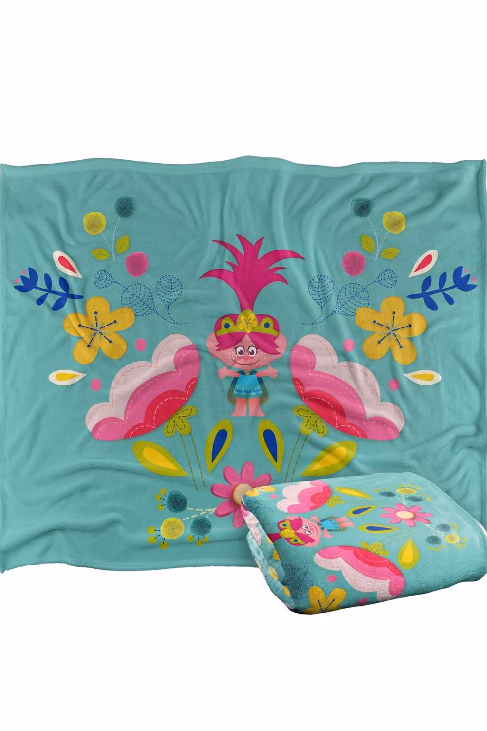 DreamWorks Trolls Multicolour Fluffy Floral Throw Blanket, W: 152 cm, D: 127 cm – 2