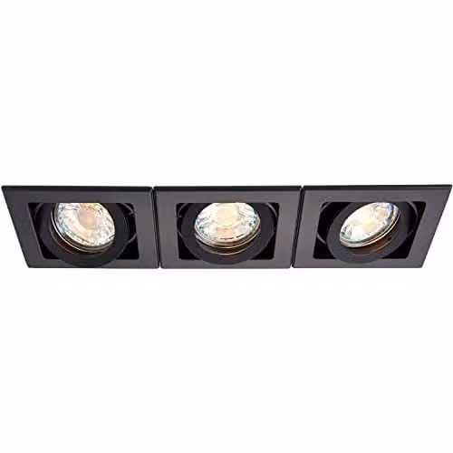 Loops Triple Adjustable Recessed LED Downlight in Black Aluminium with GU10 Compatibility – 1