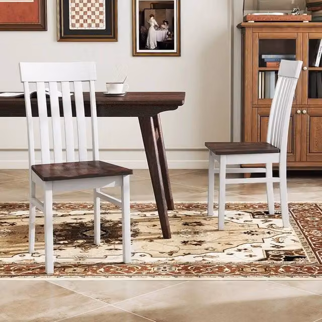 EONLION Set of 2 White Rubberwood Dining Chairs – 1
