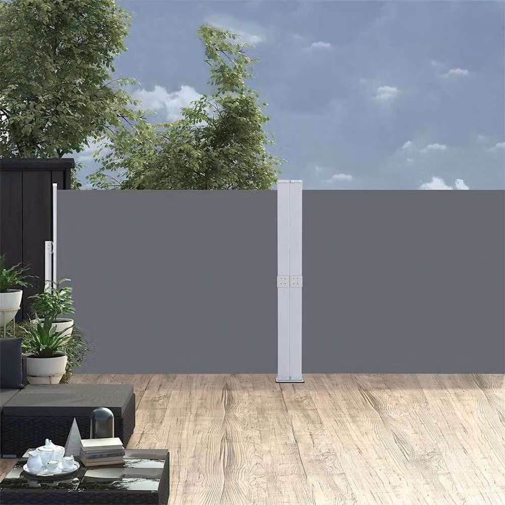 Berkfield Home Patio Retractable Side Awning in Anthracite Grey, W/D/H: 1200 x 140 x 140 cm – 2
