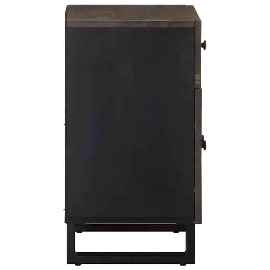 Berkfield Home Black Solid Mango Wood Bedside Cabinet W: 50 cm, D: 33 cm, H: 60 cm – 3
