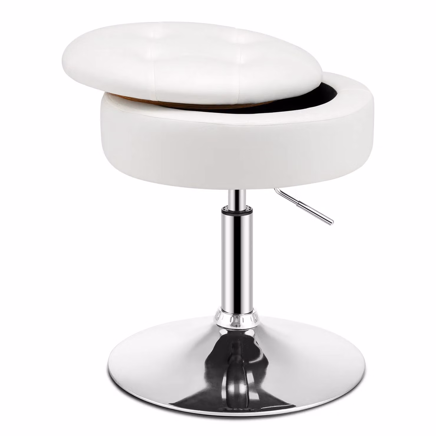 Costway Tufted White PU Leather Accent Storage Ottoman with Reversible Lid – 2