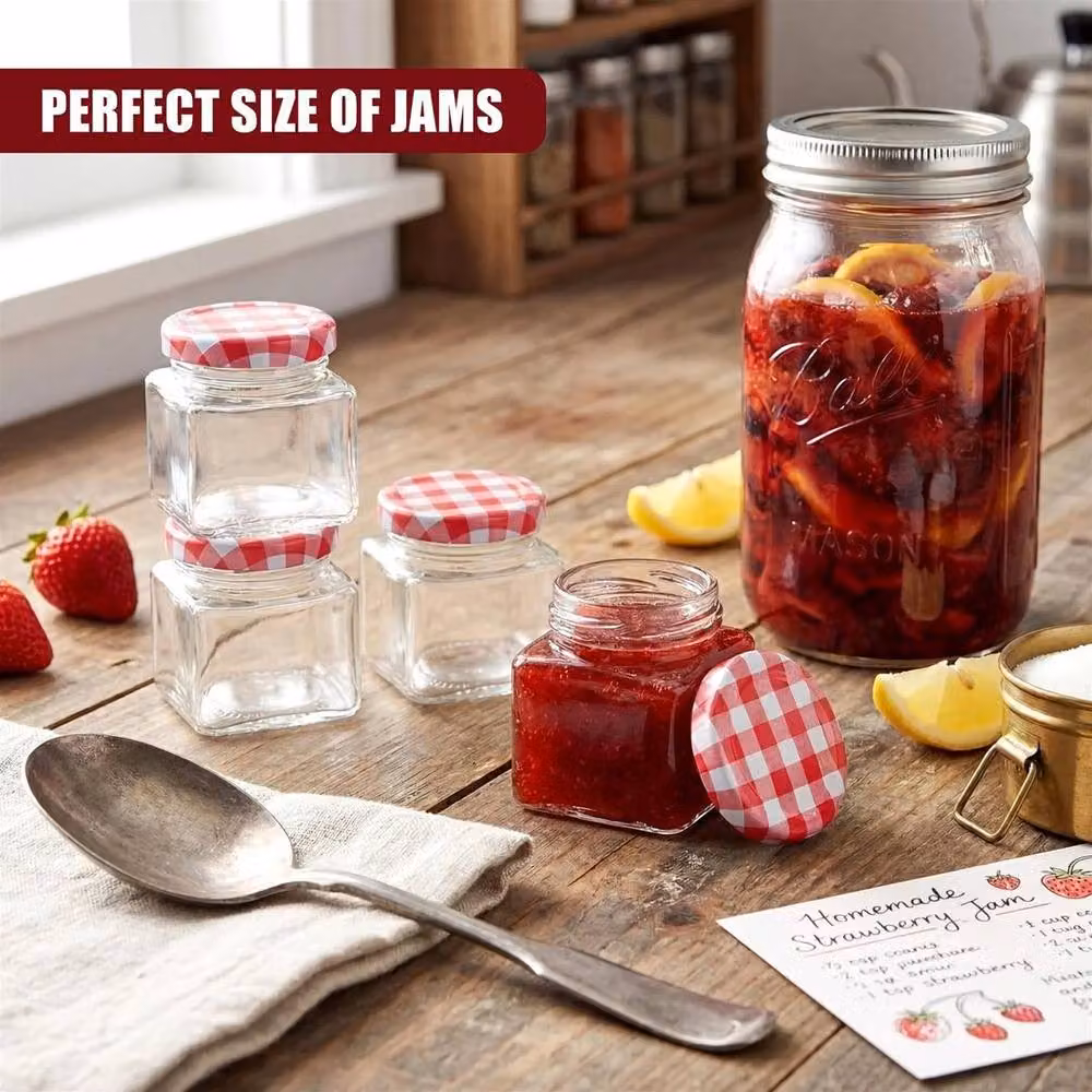 SPETLEK Small Clear Glass Jars with Leakproof Screw Top Lids, 75ml – 4