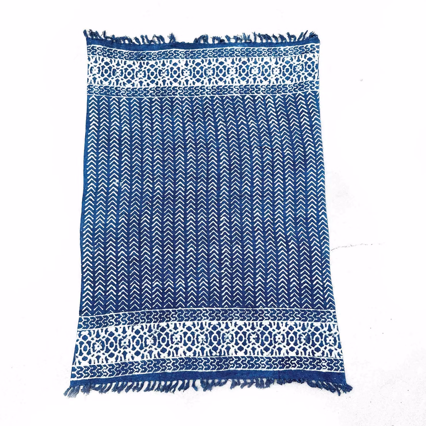 KDMD Handmade Indigo Blue Geometric Throw W/D: 170 x 120 cm – 2