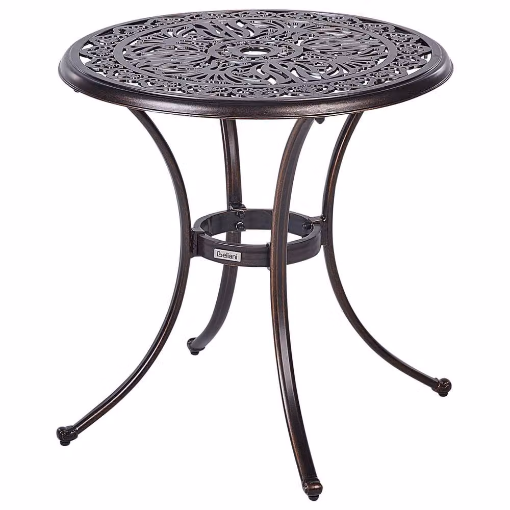 Wyld and Coco Gardenia Vintage Round Outdoor Dining Table, Brown, Diameter: 68 cm – 2