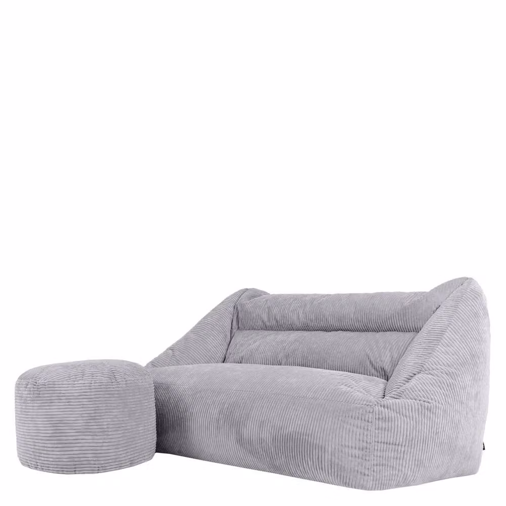 icon Cecilia Corduroy Bean Bag Sofa and Footstool Set in Grey – 2