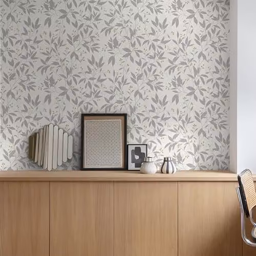 Grandeco Mikaya Rose Hip Sprig Blown Vinyl Wallpaper, White and Gold Botanical Floral Design – 2