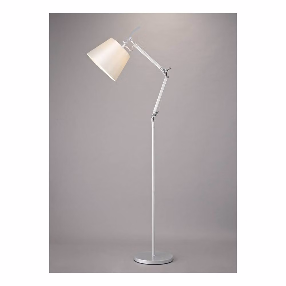 Netlighting Karis Adjustable Floor Lamp with Cream Fabric Cone Shade, Silver Chrome and E27 – 2