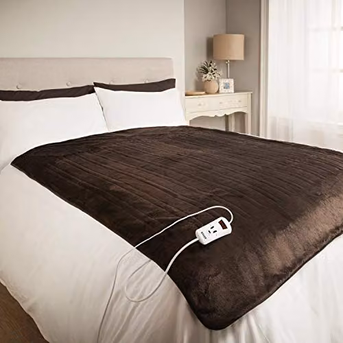 Bauer Professional Soft Fleece Electric Heated Throw Blanket in Brown, W: 120 cm, D: 160 cm – 3