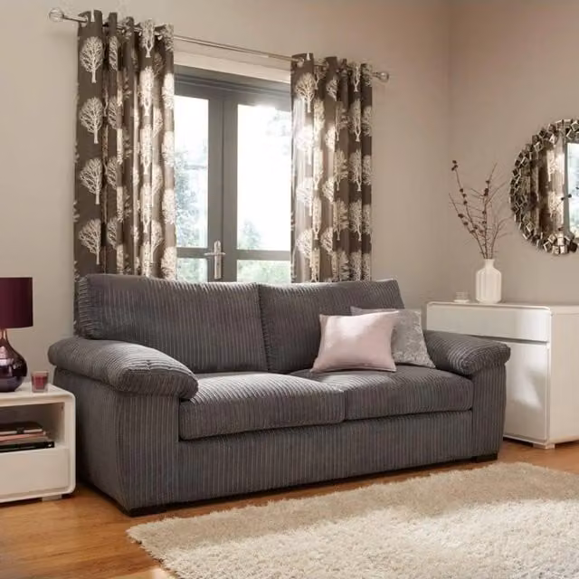 Furniture786Ltd Amalfi Jumbo Cord 3 and 2 Seater Sofa Set in Grey