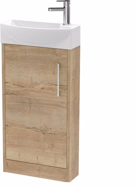 Balterley Winshill Left-Hand 1 Door Cloakroom Vanity Basin Unit, Brown, W: 44 cm, H: 92.3 cm