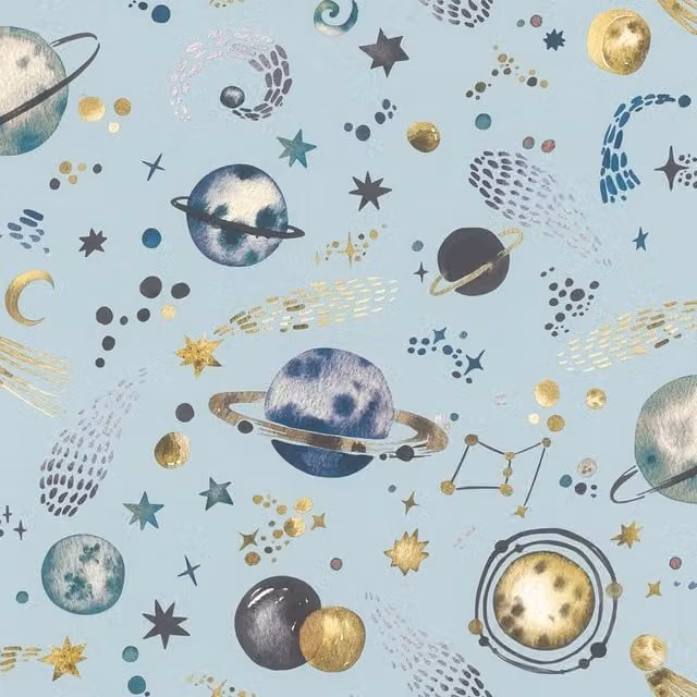 Rasch Celestial Skies Non-Woven Abstract Wallpaper in Blue