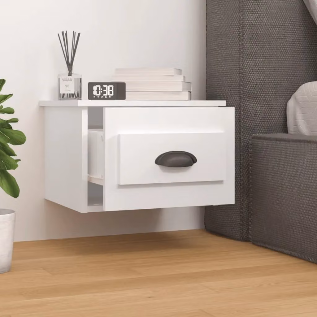 Berkfield Home Set of 2 High Gloss White Wall-mounted Bedside Cabinets, W/D/H: 41.5 x 36 x 28 cm – 2