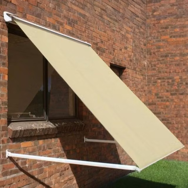Primrose 1.5m Drop Arm Window Awning Half Cassette in Ivory